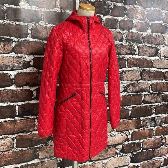 The North Face Jacket Red Thermoball Hip Length Pockets Down Insulated Small - Picture 11 of 11